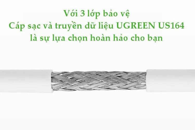 Ugreen UG10678US161TK 1M màu Trắng Dây USB Type-C truyền dữ liệu và sạc mạ Nikel đầu nhôm - HÀNG CHÍNH HÃNG