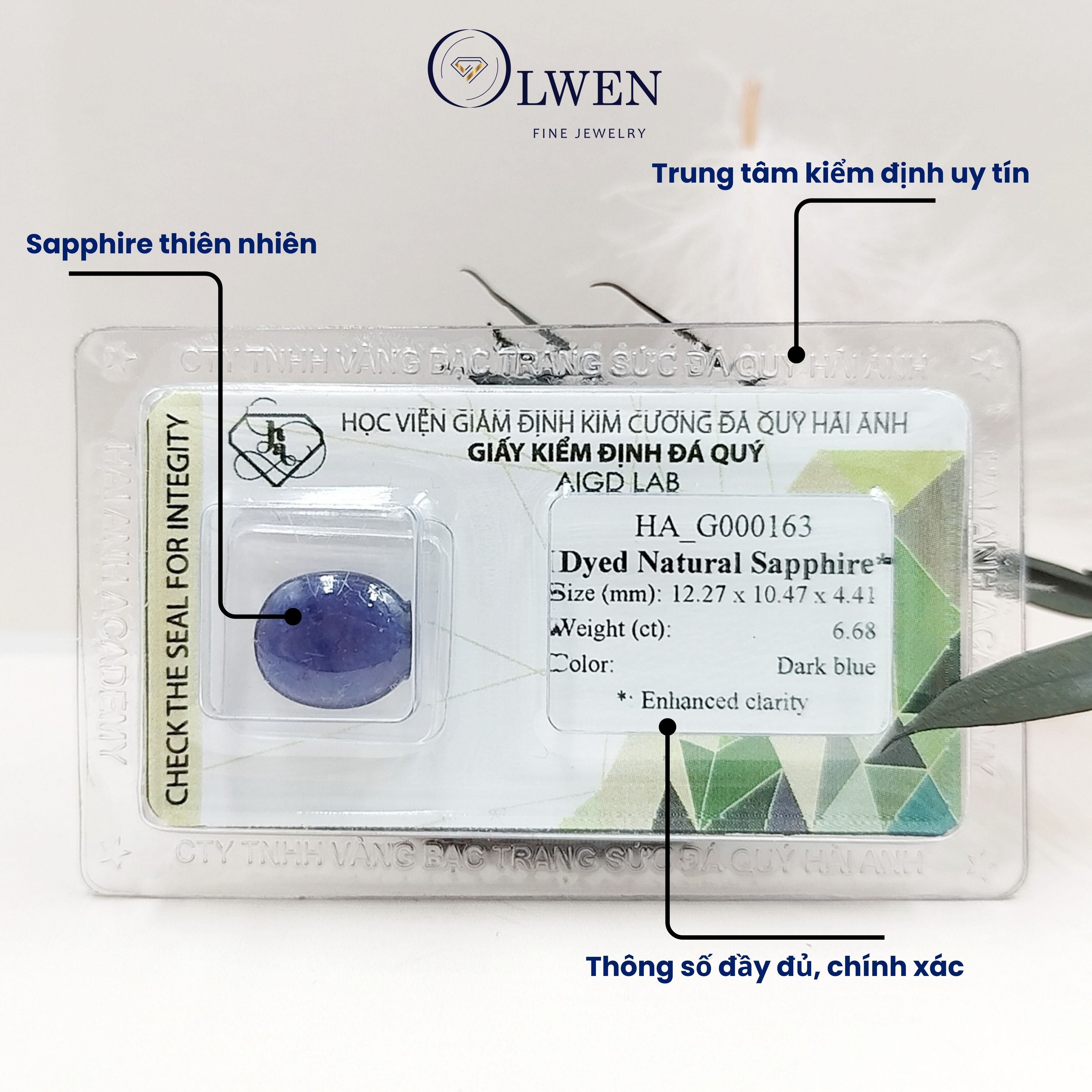 Viên đá Sapphire thiên nhiên HA-G000163