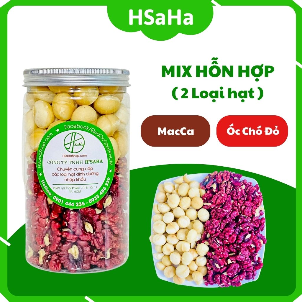 Hạt Dinh Dưỡng Mix 2 loại Tách Vỏ ( Hạt Óc Chó Đỏ + Hạt Mắc Ca) HSaHa Vô Cùng Bổ Dưỡng