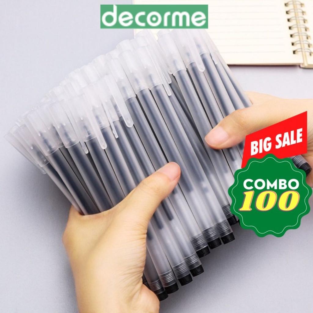 Bút gel DecorMe bút gel đen resun bút bi nước đen xanh đỏ mực khô nhanh ngòi 0,5mm combo 20-100 chiếc