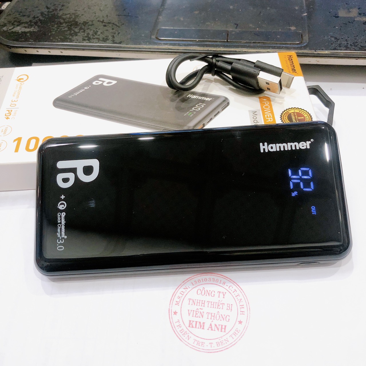 Pin sạc dự phòng Ham mer ( HP1 ) 10.000 mAh, sạc nhanh QC 3.0, PD 20w, màn hình LCD hiển thị pin, Hàng chính hãng