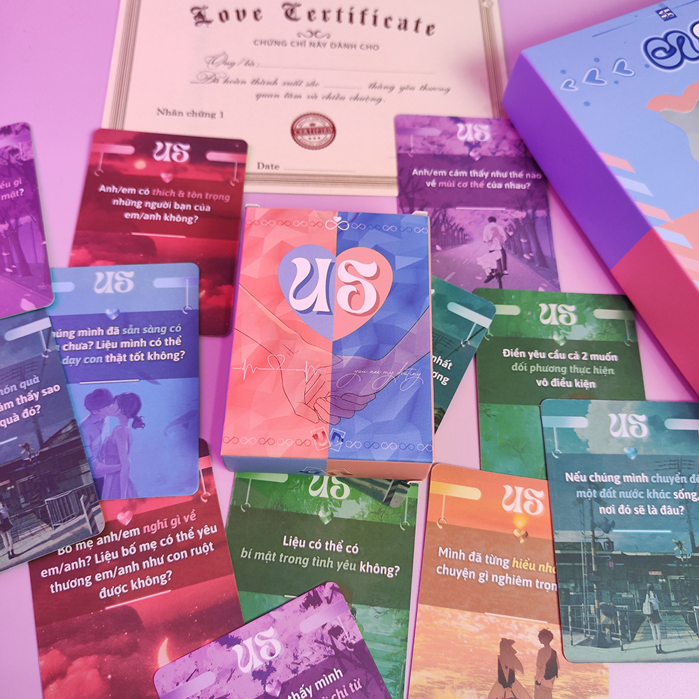 Bộ Bài Cặp Đôi US kèm chứng chỉ tình yêu thấu hiểu cho các cặp đôi kết nối cảm xúc, yêu thương