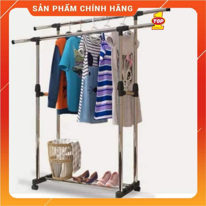 Giàn phơi inox 2 tầng có bánh xe