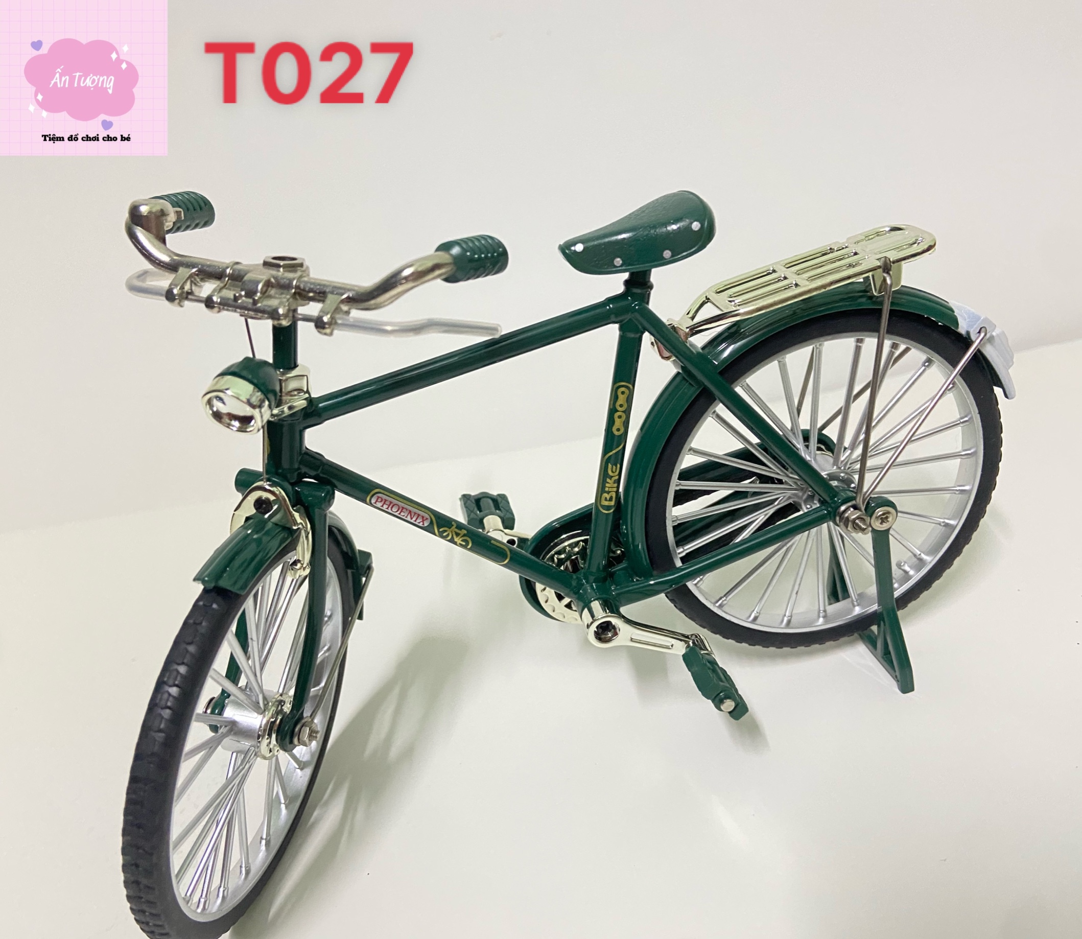 ( Xe kim loại) Xe mô hình xe đạp thống nhất, xe đạp mini phong cách cổ điển có chuyển động kèm phụ kiện