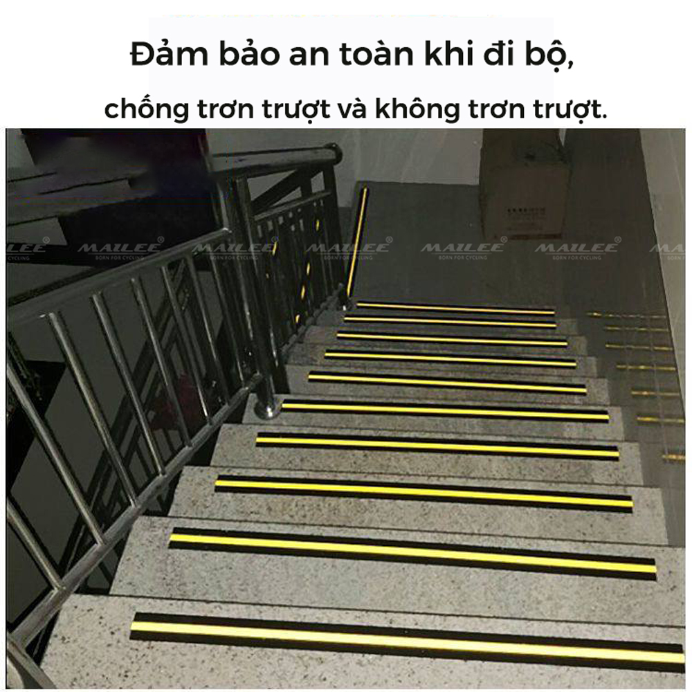 Băng keo chống trượt vân nhám đá phản quang 5m x 5cm cao cấp PQ-505V, dán cầu thang, chống trơn trượt hiệu quả dành cho văn phòng, nhà xưởng, chân bậc cầu thang - Mai Lee