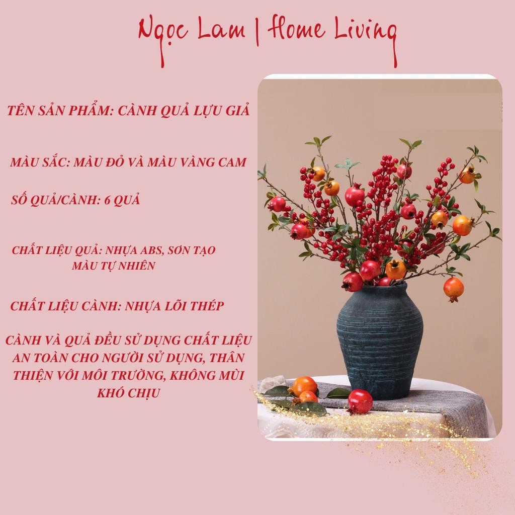 Cành quả lựu kèm lá hàng loại 1 dùng trang trí quán spa, tiệc cưới, nhà cửa, phòng khách, phòng ngủ