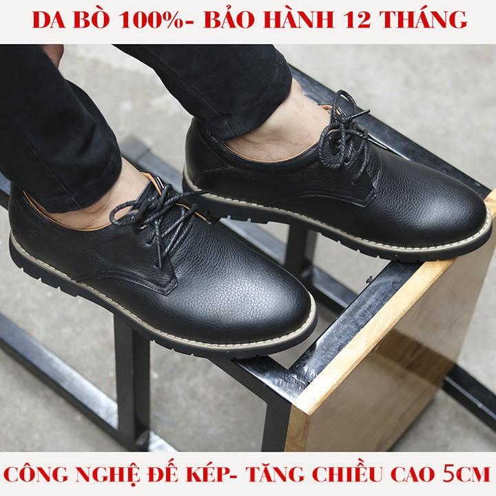 Giày Tây Nam Tăng Chiều Cao 5cm- Da Bò 100%, Đế Cao Su Đúc - Mã GC-01