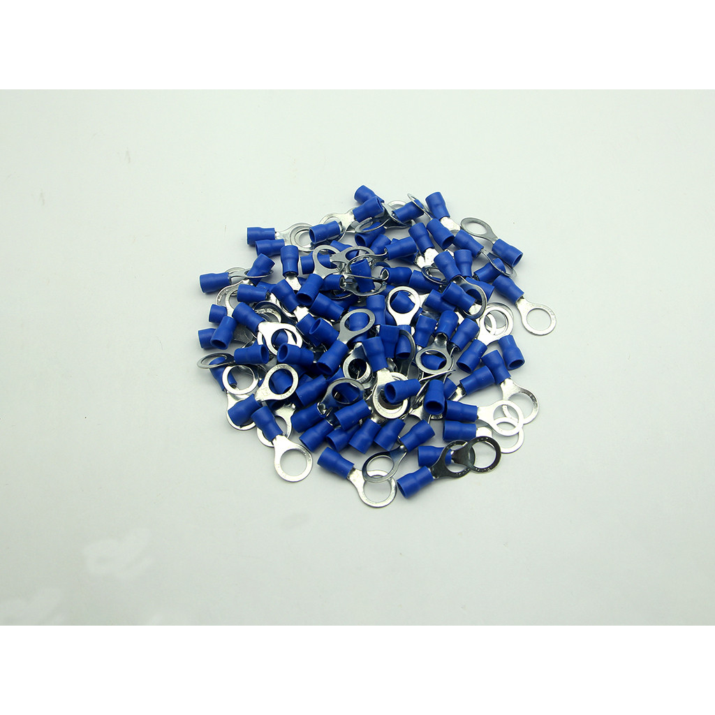Túi 100 đầu cos TRÒN RV 2-8 bọc nhựa xanh