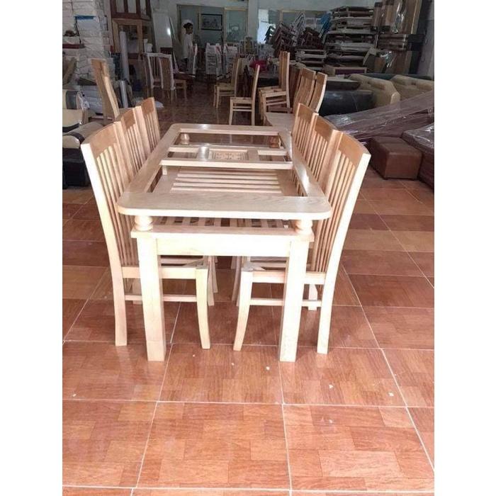 Bộ bàn ghế ăn gỗ sồi nga 6 ghế bàn chữ nhật