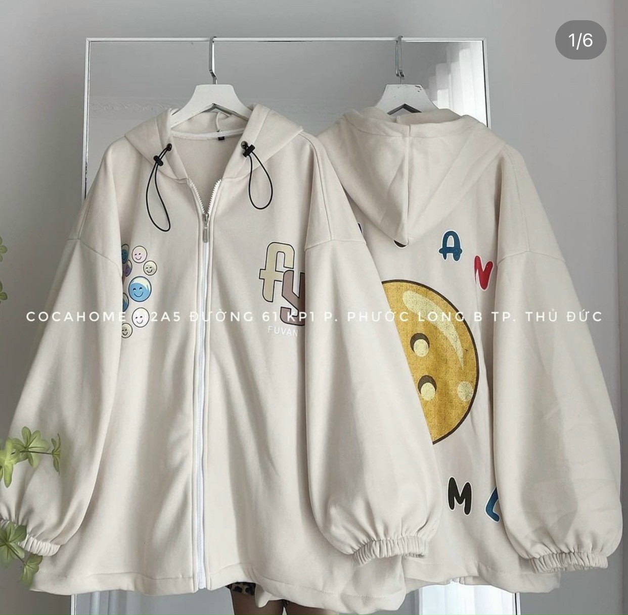 Áo Khoác nỉ FY (Ảnh thật shop chụp), [sẵn] Áo Khoác Nỉ Zip Kéo Icon FUVAN, Áo Khoác Nỉ Zip Kéo Khóa Icon FUVAN Tay Phồng In Hình Unisex