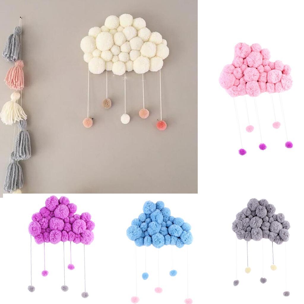 Pom Pom Cloud Wall Hanging Ornament Kids' Room Home Bedroom Decoration Gift