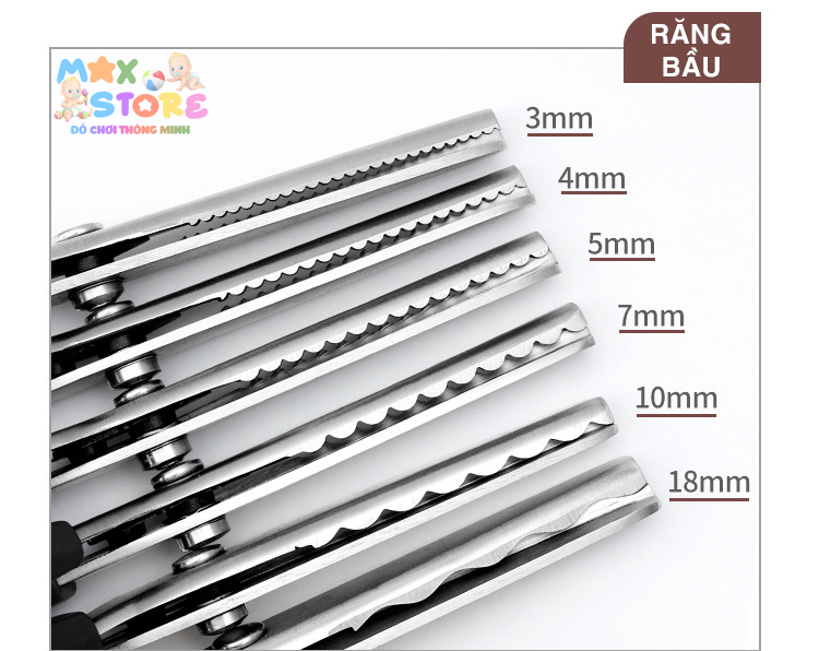 Kéo Răng Cưa Từ 3mm - 18mm Lưỡi Bầu Tròn Và Răng Cưa