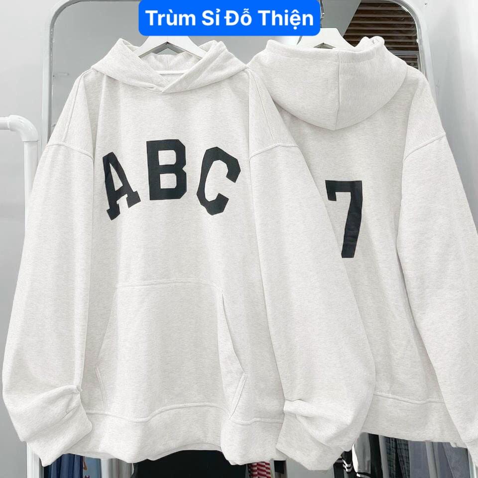 Áo hoodie ABC số 7 Unisex form rộng 2 màu khoác dành cho nam nữ sweater bigsize mặc nhà đi học chơi du lịch mẫu mới 2022