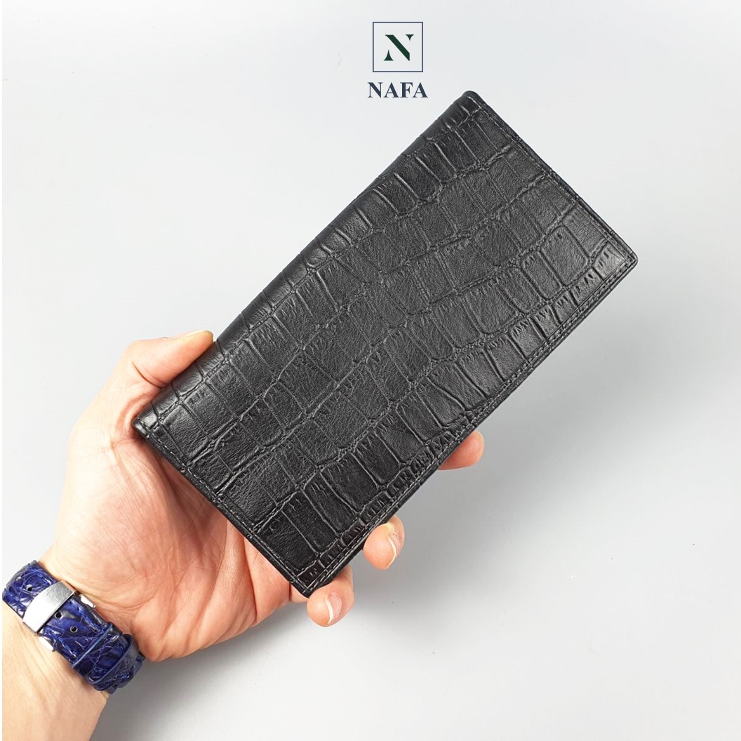 Ví dài cầm tay nam nữ da bò thật vân cá sấu cao cấp NAFA WL123 thời trang sang trọng - BH 3 năm