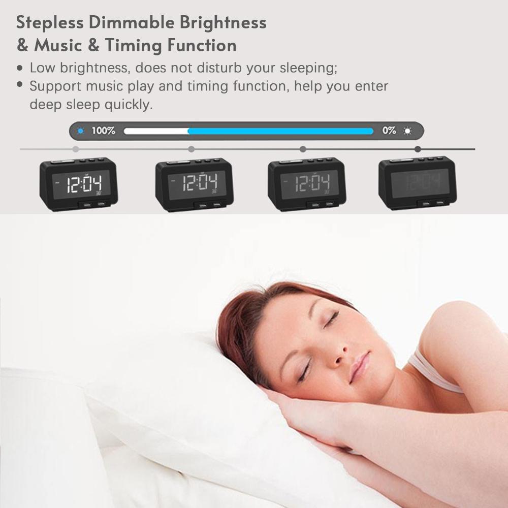 Đồng Hồ Báo Thức Radio K5 Loa Bt Có Đèn Nền Lcd Hiển Thị Nhiệt Độ Màn Hình