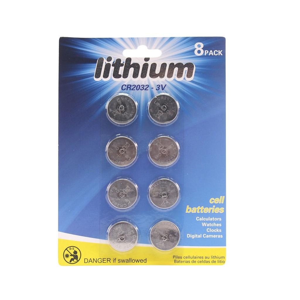 Vỉ 8 pin Lithium, pin cúc áo CR2032 điện thế 3V Uncle Bills IB0082