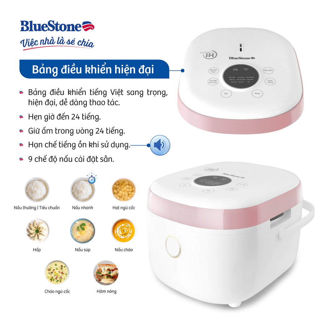 Nồi Cơm Điện Tử Cao Tần Bluestone RCB-5960, 1.5Lit-1200W, Lòng Nồi Siêu Dày, Hàng Chính Hãng