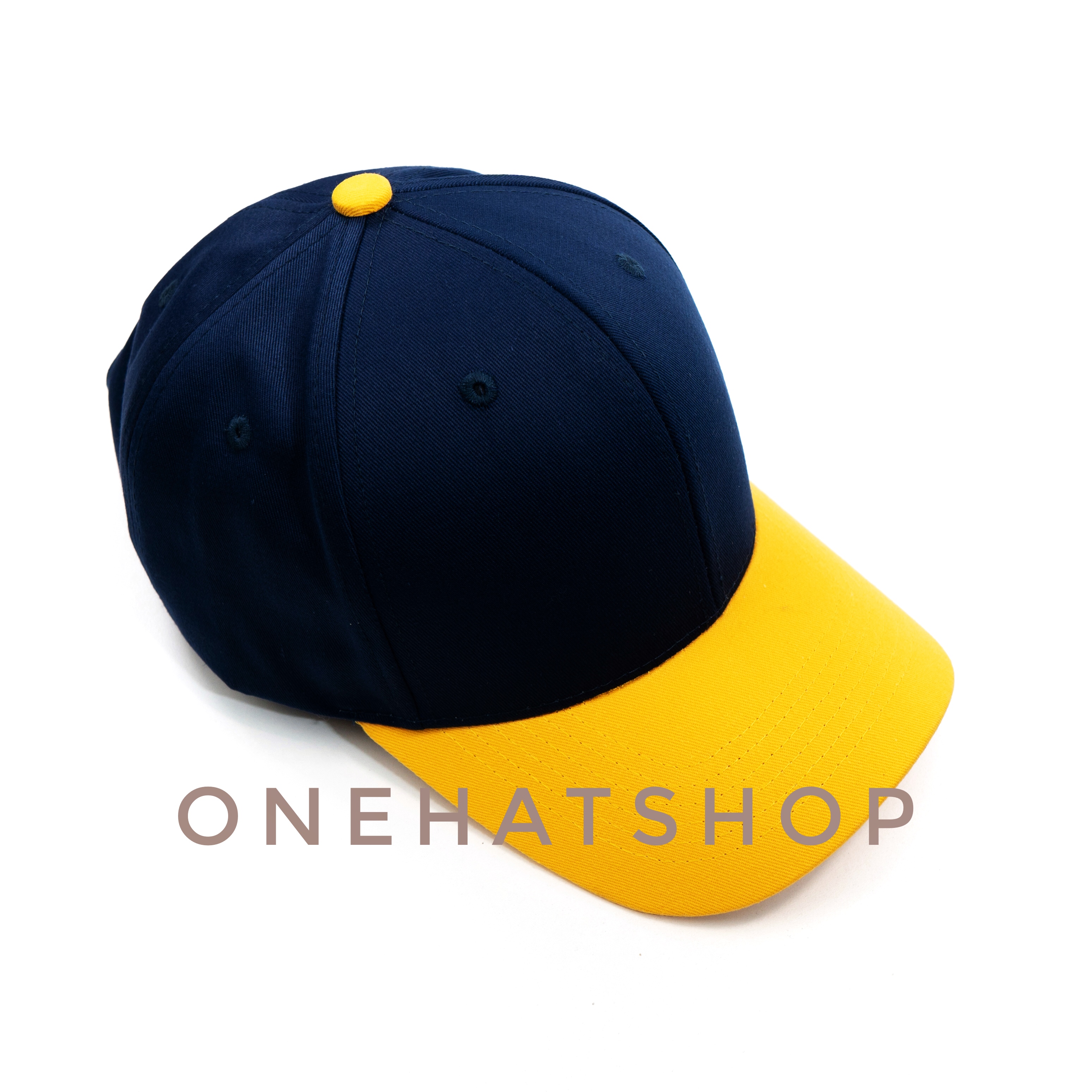 Nón Bóng Chày Lưỡi Trai Màu Navy Vành nón Màu Vàng fom Baseball - Vải loại 1- Chất lượng cao- One Hat