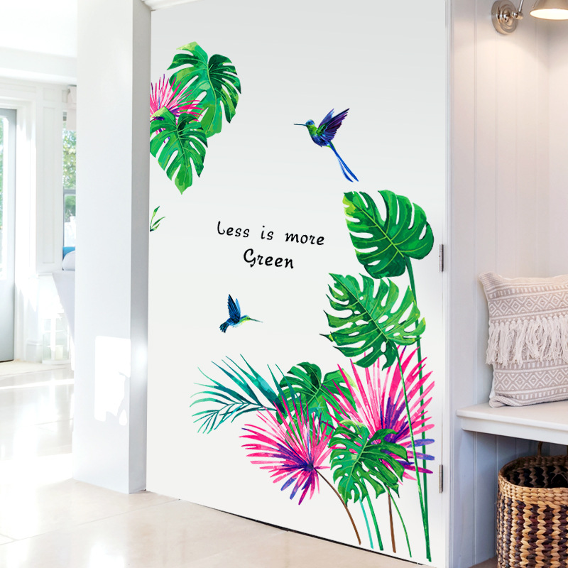 Decal dán trang trí tường Lá cọ phong cách Hàn Quốc