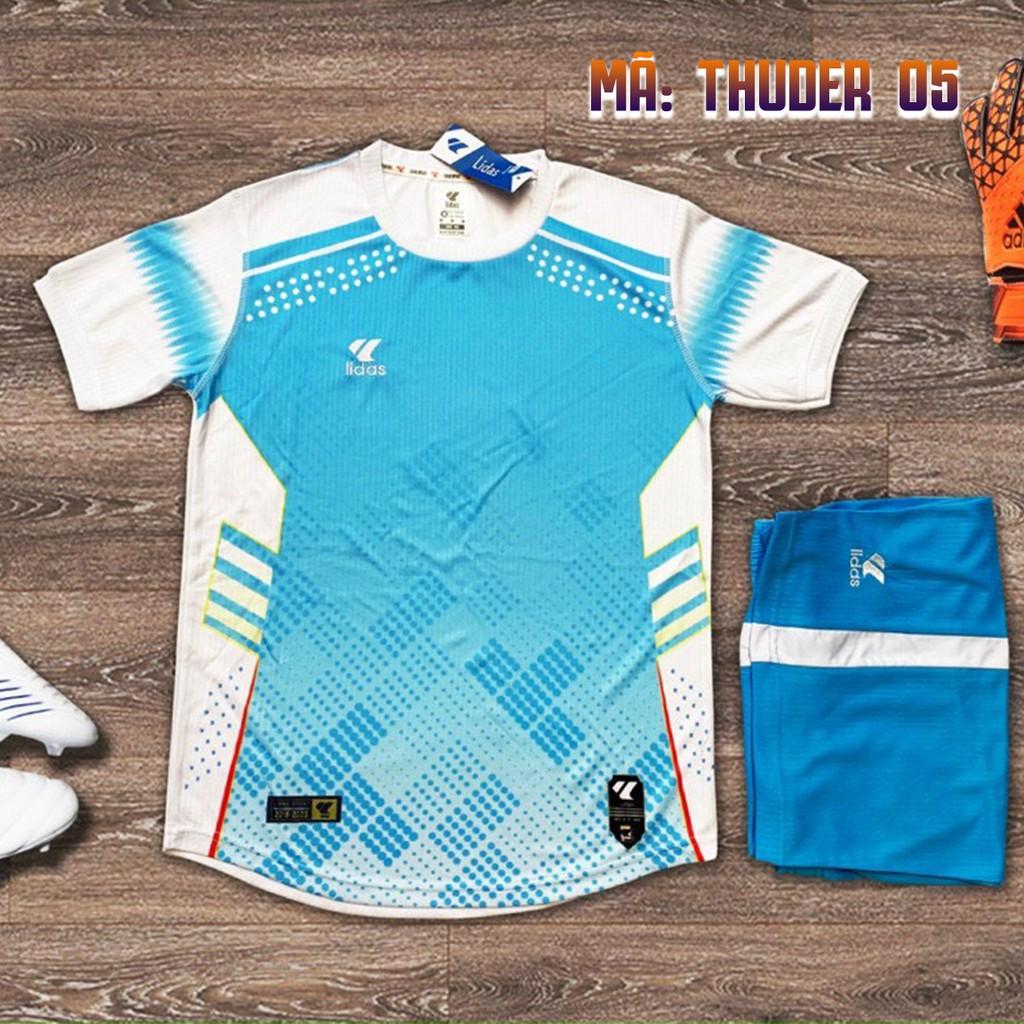 Bộ Quần Áo Bóng Đá Không Logo Lidas Thunder Hàng Mè Sọc Cao Cấp