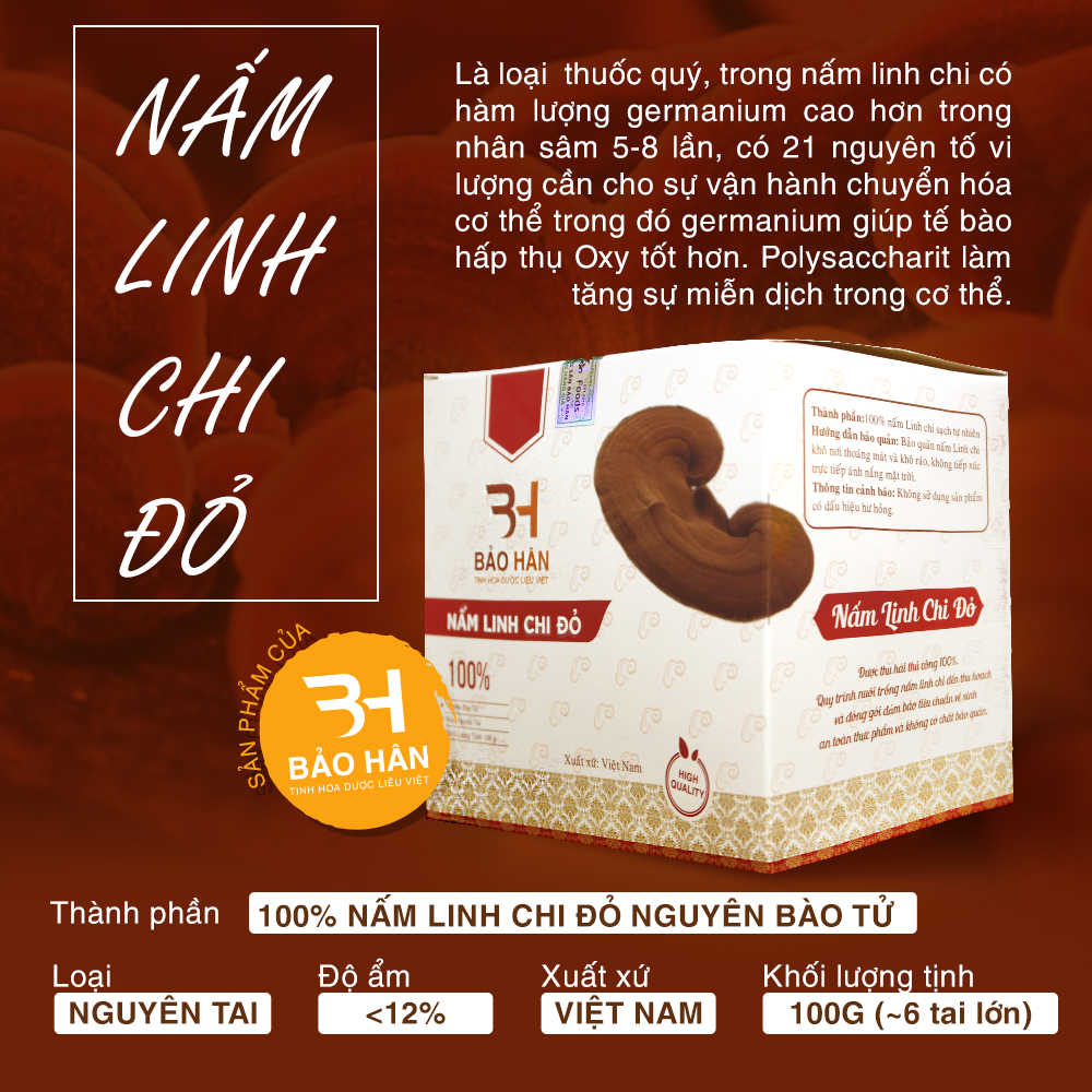 Nấm Linh Chi Đỏ Thái Lát Bảo Hân 100g