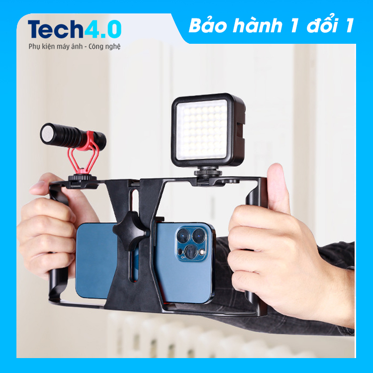 Bộ khung cầm tay quay phim quay video vlog dành cho điện thoại, rig, tay cầm chống rung cho điện thoại