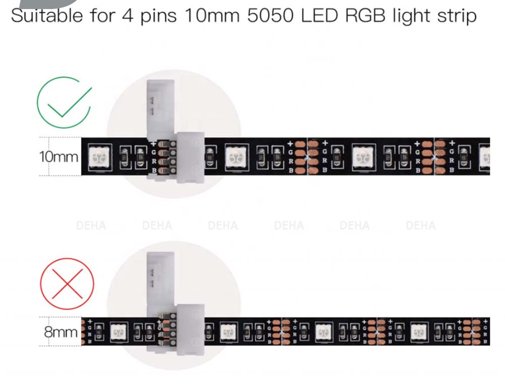 Đầu nối chữ thập, chữ X, dấu cộng + 4 chân cho led dây dán 5050, 2835, 3528 RGB đổi màu connector 4P pin 10 mm  trang trí dán tường thạch cao, cây máy tính, màn hình, ti vi, TV, Gaming, Tiktok dán tường, chống nước bền đẹp- Chính hãng DEHA