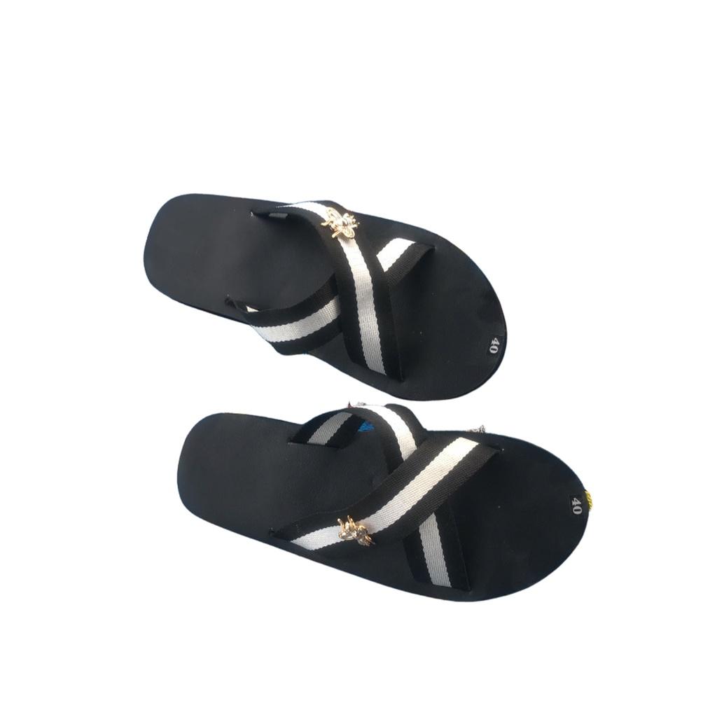 dép quai chéo dù nam nữ sandal đồng nai ( đế đen quai dù trắng đen ) size từ 35 nữ đến 43 nam