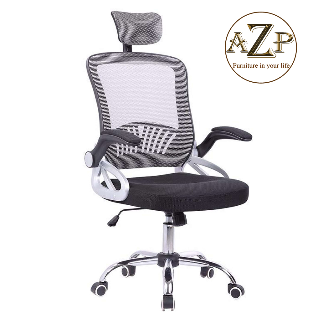 Ghế Giám Đốc, Ghế Văn Phòng AZP FURNITURE Ergonomic AZP-9931 XÁM - Nhóm Lươi Thoáng Mát, Tay Cất Gọn thông minh