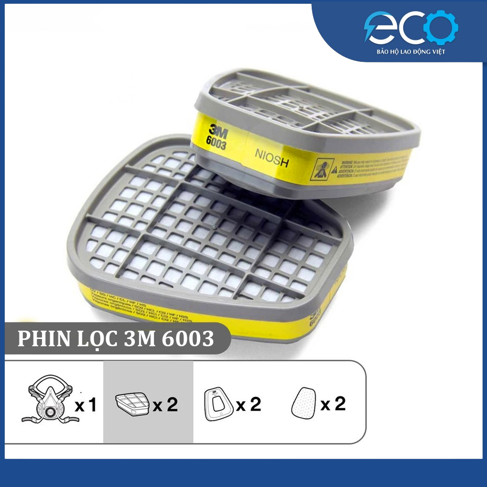 Bộ mặt nạ chống hóa chất 3M 6100/6200 + Phin lọc 3M 6003 - Mặt nạ bảo vệ hô hấp