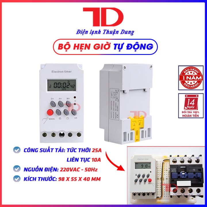 Bộ hẹn giờ tự động electron timer Kg316T-II/25A/220V có khóa phím, công tắc điện hẹn giờ bật tắt điện tự động - Điện lạnh Thuận Dung