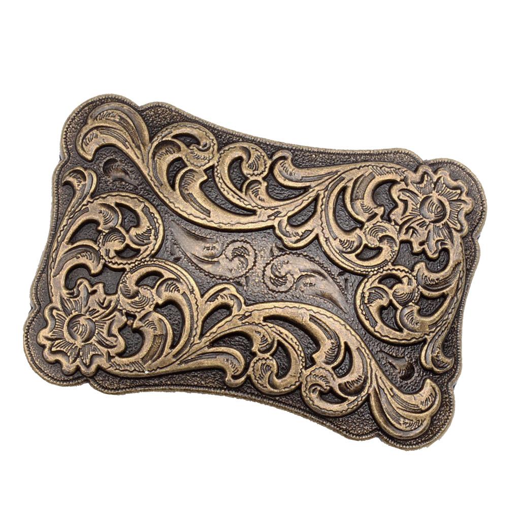 Novelty Alloy Western Belt Buckle Arabesque Pattern Classic Women Men Bronze