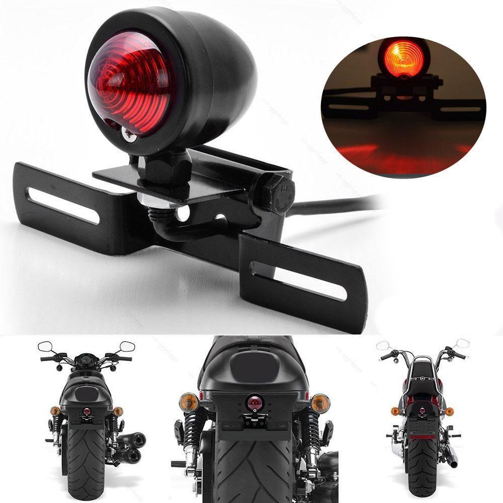 Motorcycle Tail Lights with License Plate Holder Headlight Brake for Bobber Cafe