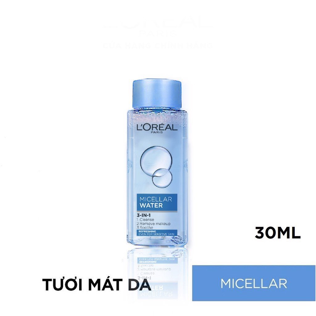 Nước Tẩy Trang Làm Sạch Tươi Mát 3 In 1 Cho Da Dầu L'Oreal Micellar Water Refreshing Even For Sensitive Skin 30ml