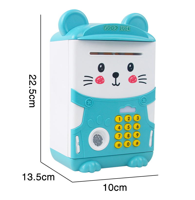 Két sắt mini dấu vân tay hình mèo tặng kèm ví cầm tay