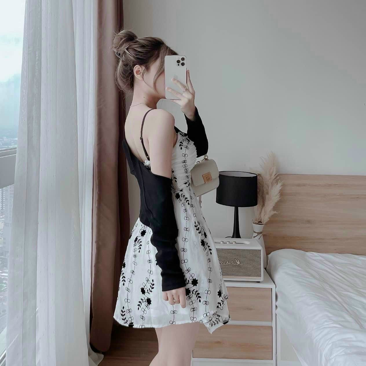 SÉT ÁO KHOÁC KÈM ĐẦM VOAN IN HOẠ TIẾT