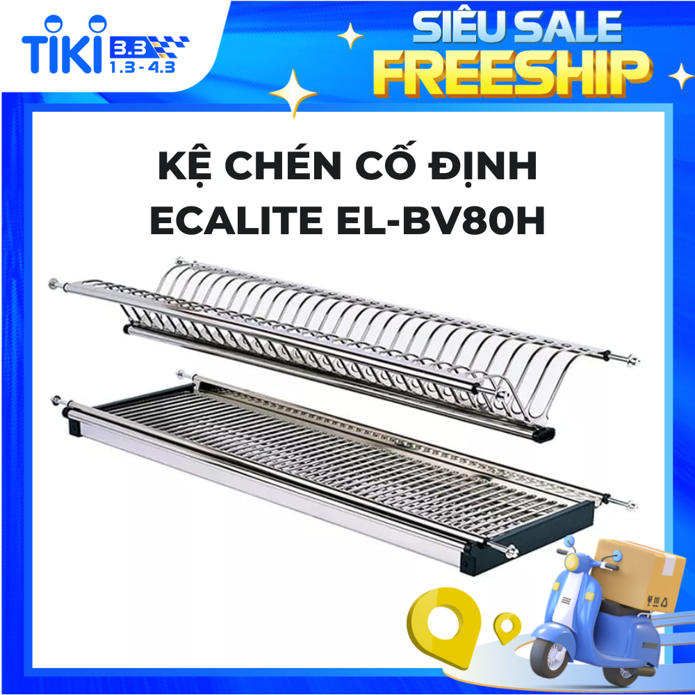 Kệ chén cố định tủ trên V Ecalite EL-BV80H - Ngang 80cm - 2 tầng - Hàng chính hãng