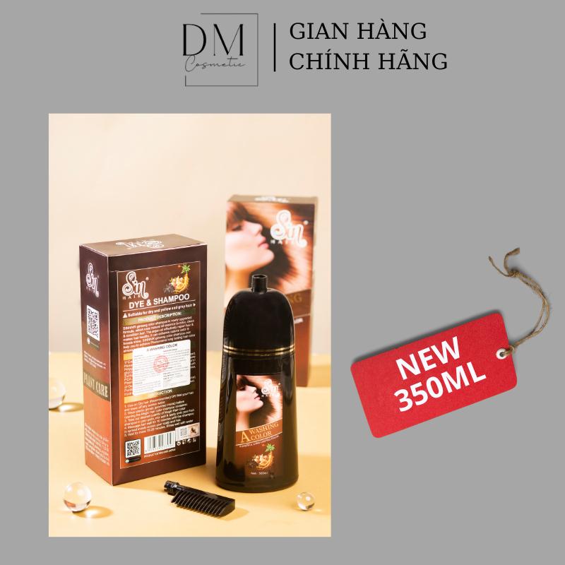 Dầu Gội Phủ Bạc Sin Hair 350ml Màu Nâu Có Lược Chải Giúp Đen Tóc Tự Nhiên Bằng Nhân Sâm Nhật Bản