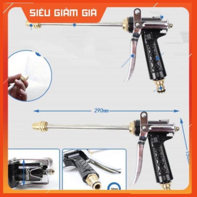 Bộ dây vòi xịt nước rửa xe, tưới cây . tăng áp 3 lần, loại 20m 206318 đầu đồng, cút đồng