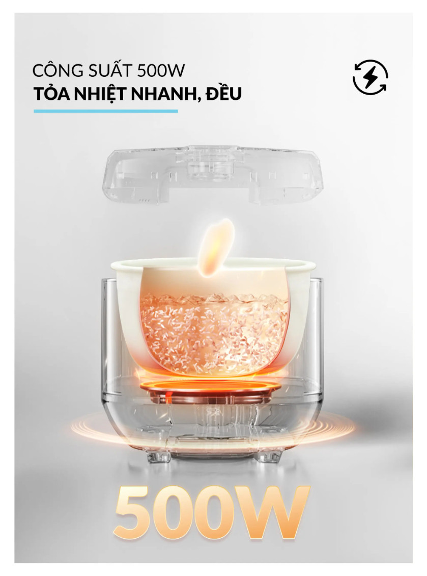 Nồi Cơm Điện Lòng Gốm 1,4L HAATZ CIM250 Công Suất 500W, 6 Chế Độ, Hẹn Giờ, Hàng Chính Hãng