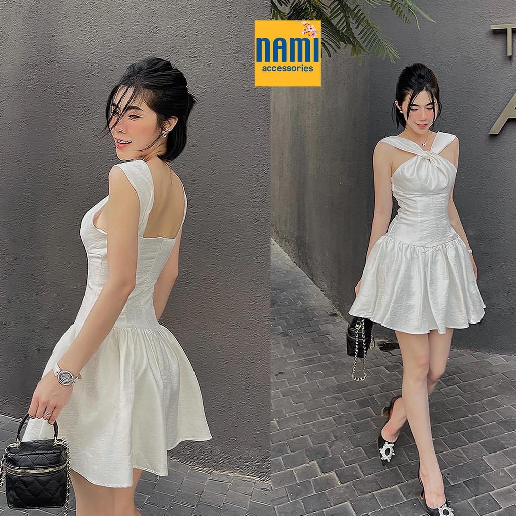 Đầm Xoè Cổ Yếm Xoắn Ngực Cách Điệu Đuôi Cá Xinh Xắn Dễ Thương Đáng Yêu - ATNU024