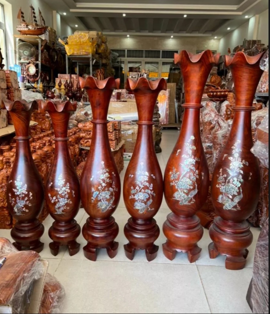 Cặp lục bình gỗ lim cao cấp cẩn cao 50- 60 cm