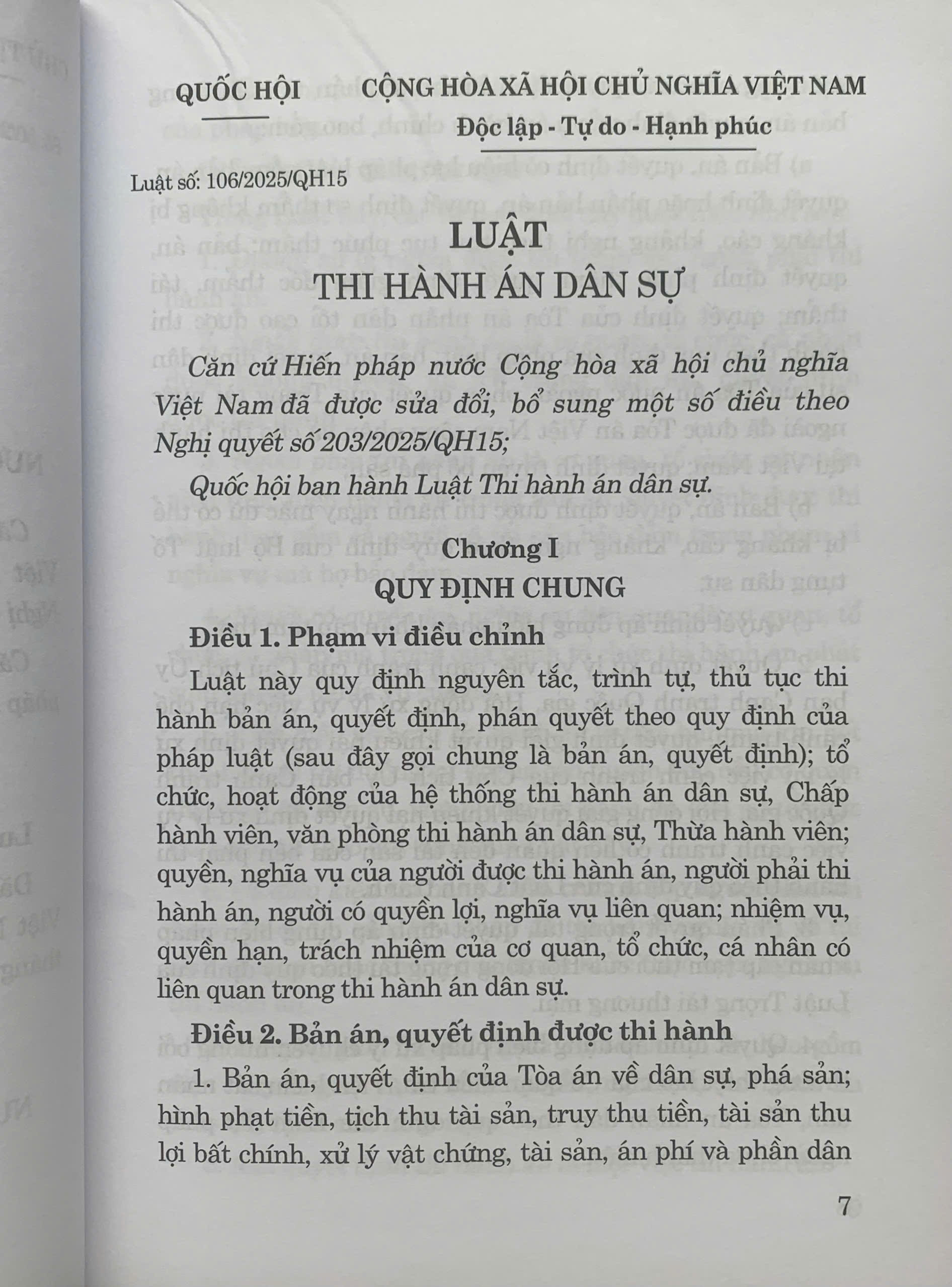 Luật Thi hành án dân sự năm 2025 (Luật số 106/2025/QH15)