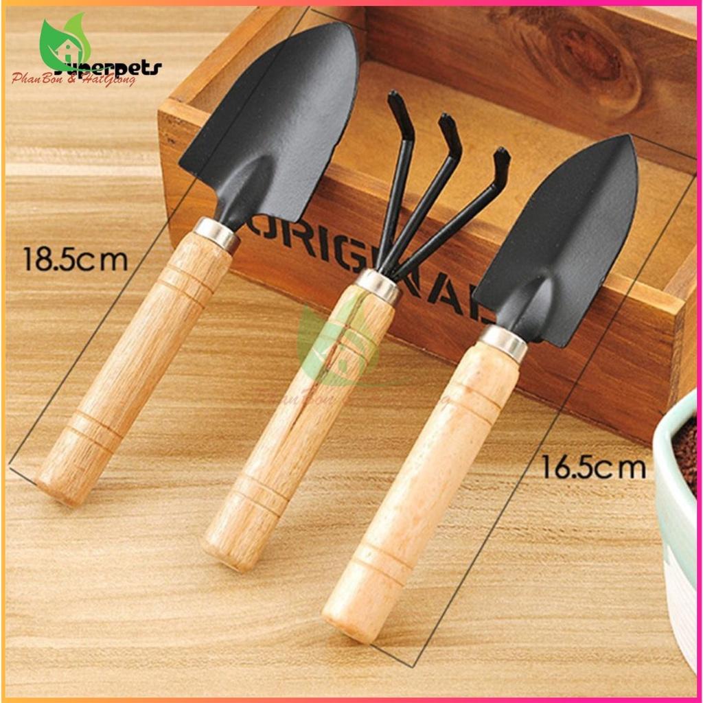 Bộ 3 Dụng Cụ Làm Vườn Cán Gỗ TXE-3GO1 - Shop Phân Bón và Hạt Giống