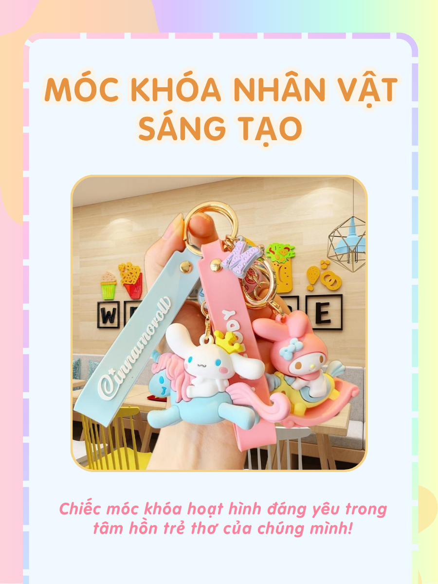 Móc khóa Dola Home nhân vật hoạt hình dễ thương, sáng tạo Minions, My Melody, Little Twin Star, Cinnainoroll