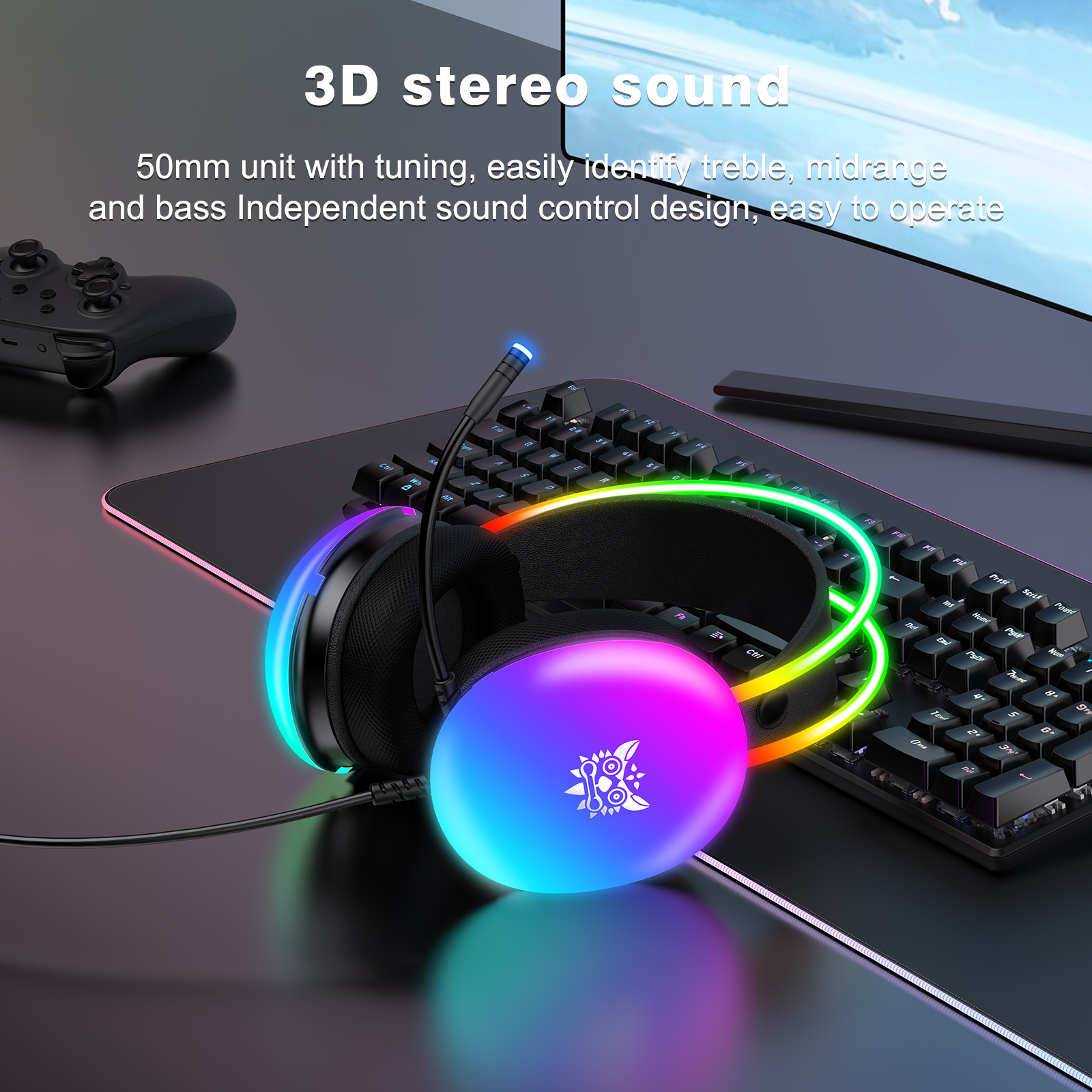 Combo Onikuma Gaming 5 (Tai Nghe X25 Black + Giá Đỡ ST-2 Black) - Hàng Chính Hãng