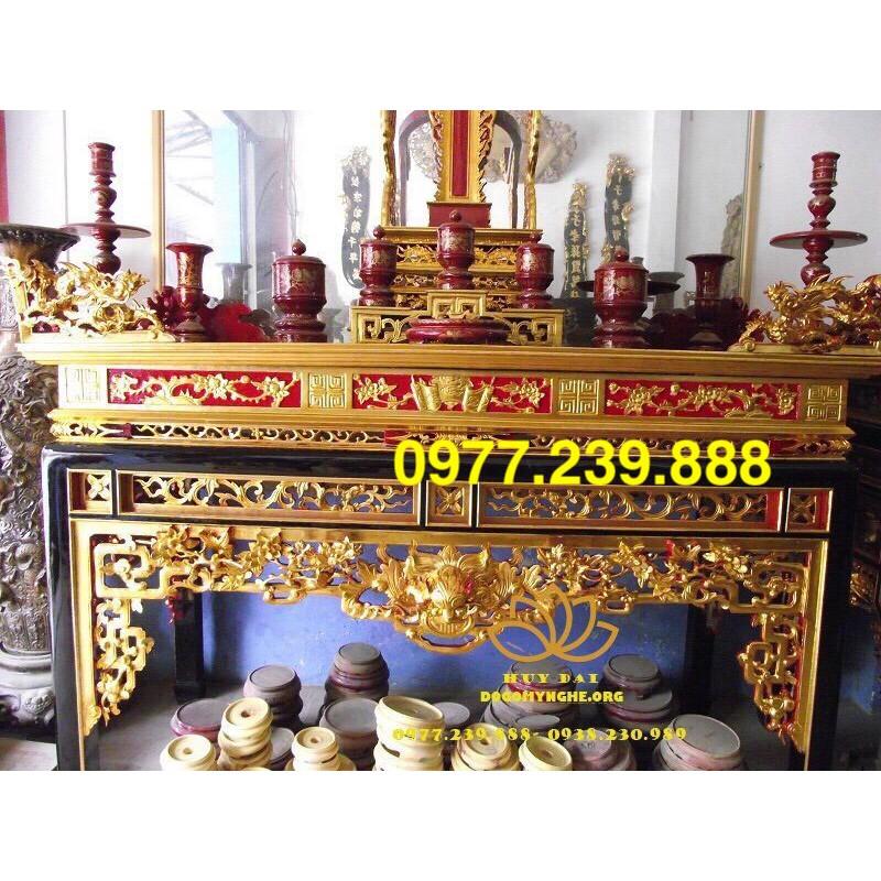 bàn thờ son son thiếp vàng gỗ mít chân 14cm