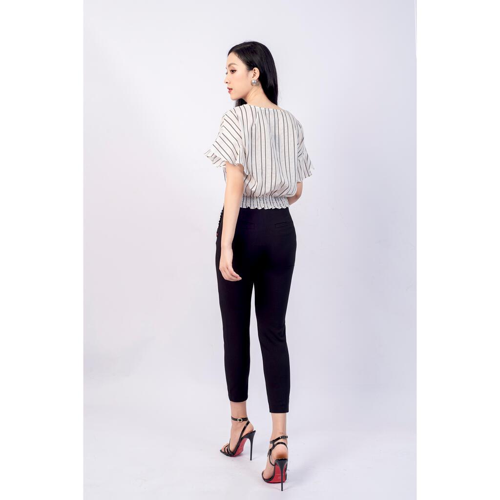 Áo sơ mi cổ tròn, croptop thêu hoa MMOutfit M-AO020321116