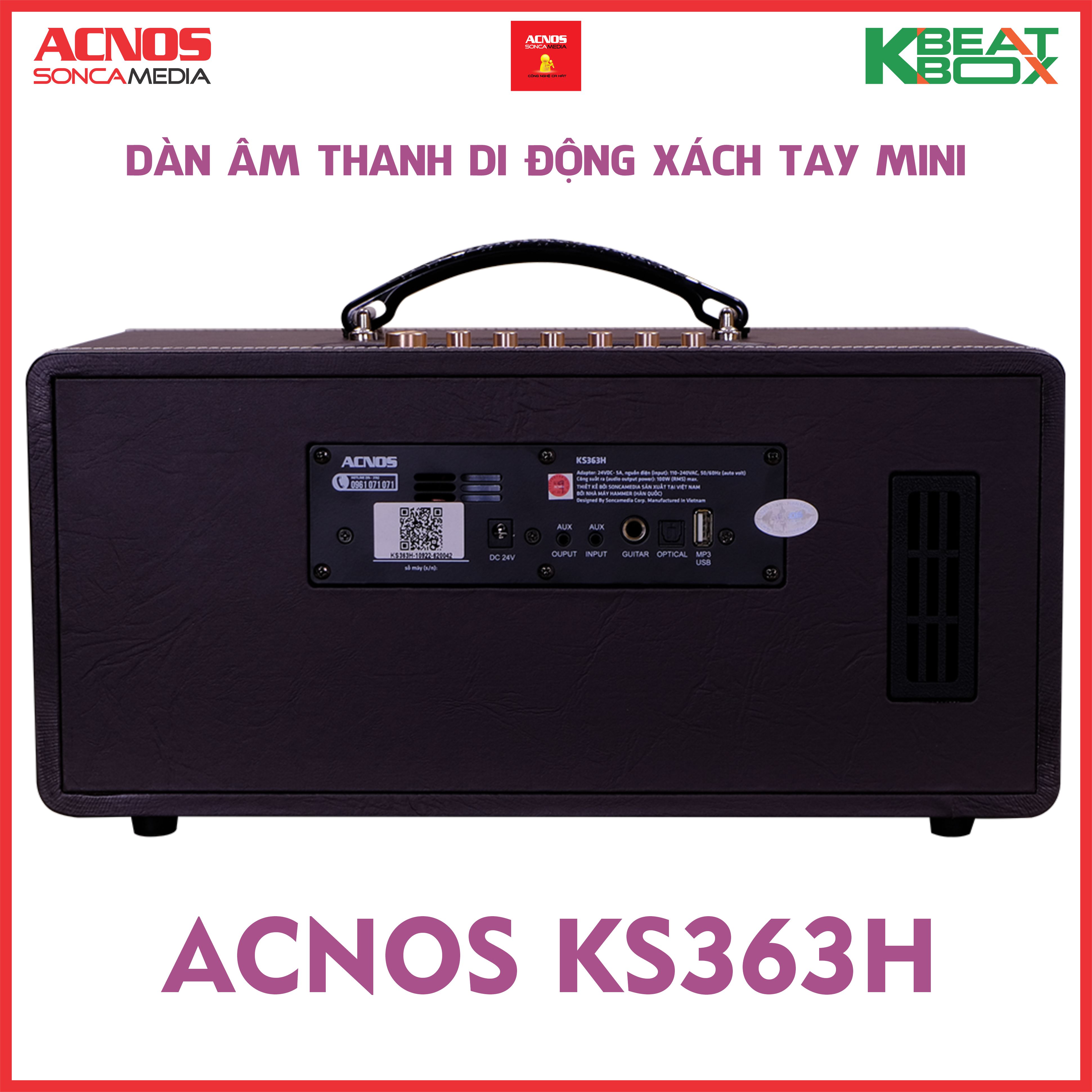 Dàn âm thanh di động xách tay mini ACNOS KS363H [HÀNG CHÍNH HÃNG