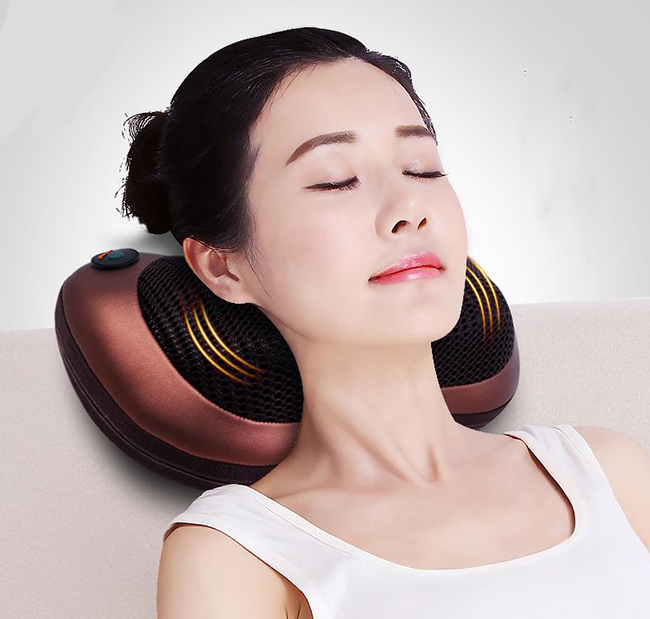 Gối Massage Cổ Vai Gáy Có Đèn Hồng Ngoại 8 Bi Cao Cấp Công Nghệ Nhật Bản